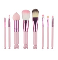 8pc Mini Pink Kitty Brush Set