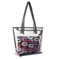 Clear Tote Bag with Lips Pouch